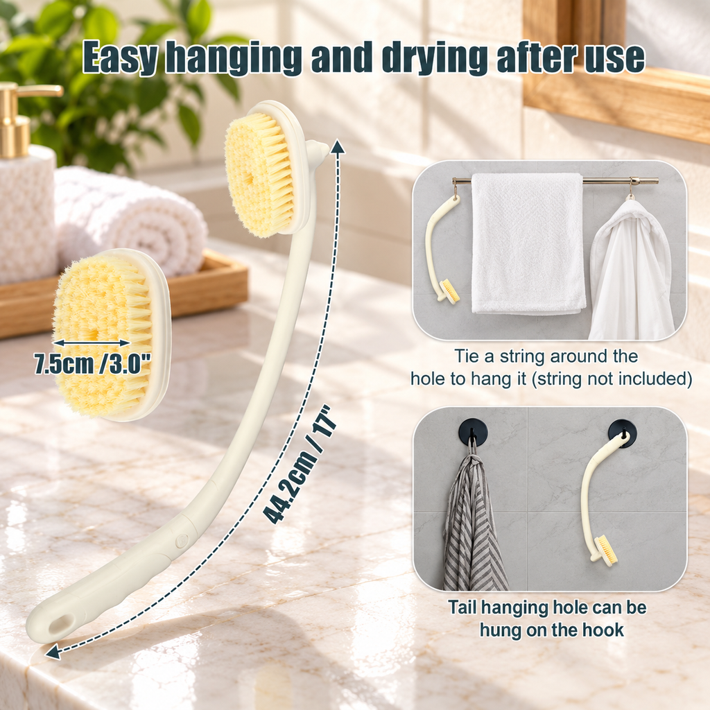 Unique Bargains Long Handle Back Scrubber Bath Brush 17" 1 Set