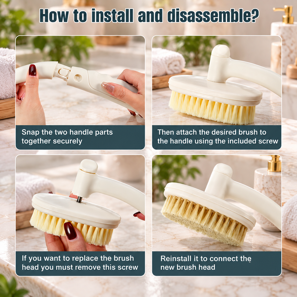 Unique Bargains Long Handle Back Scrubber Bath Brush 17" 1 Set