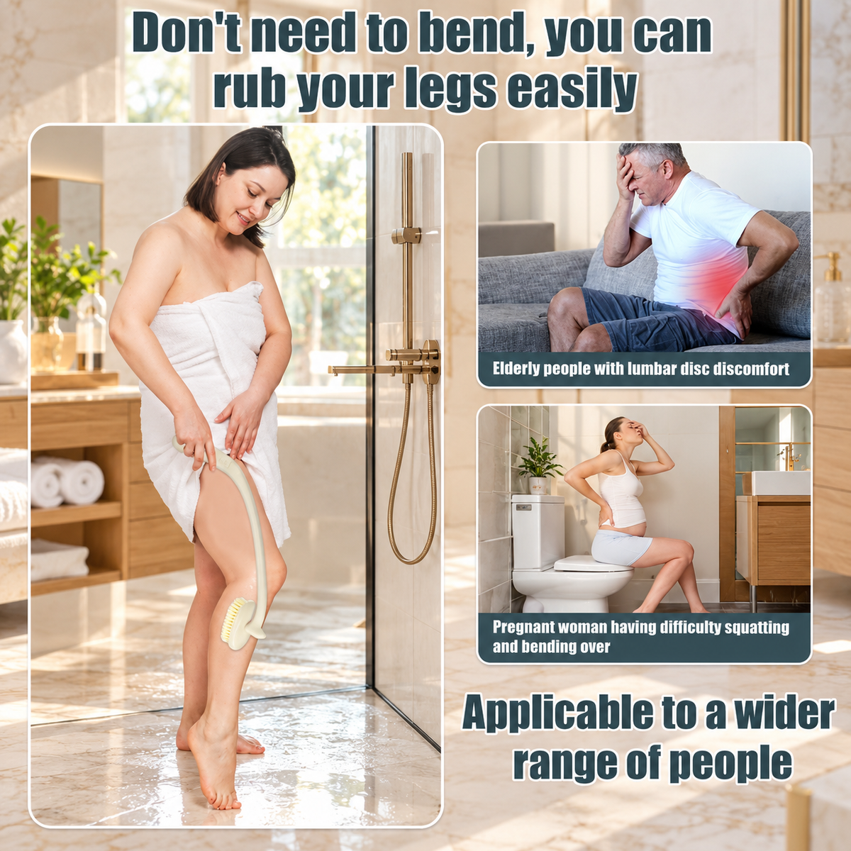 Unique Bargains Long Handle Back Scrubber Bath Brush 17" 1 Set