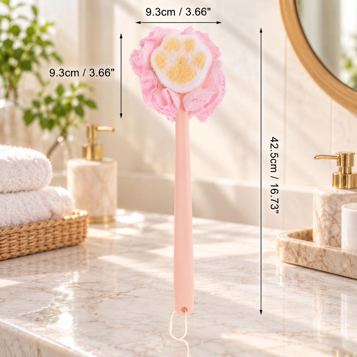 Unique Bargains 1pc Long Handle Double-sided Claw-Shaped Bath Brush Purple
