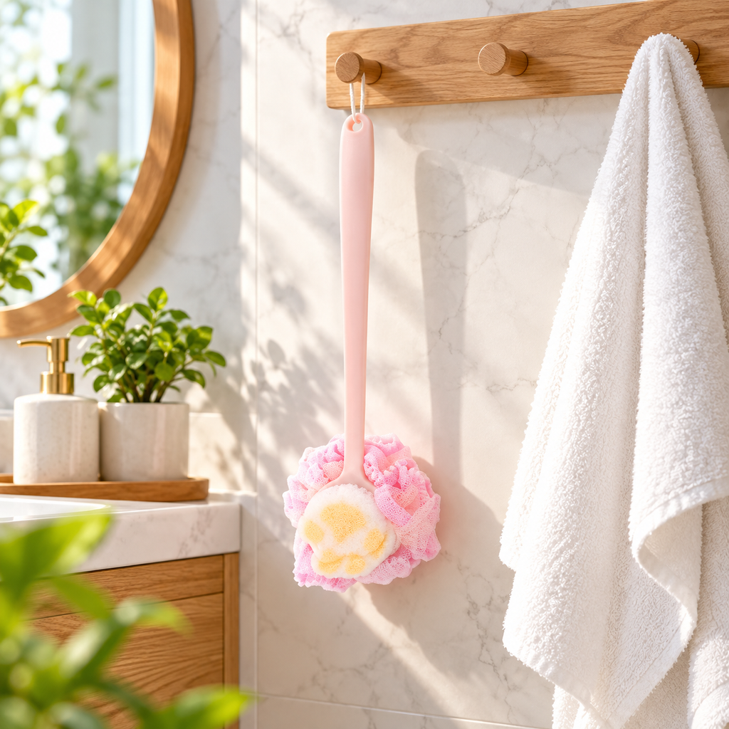 Unique Bargains 1pc Long Handle Double-sided Claw-Shaped Bath Brush Purple