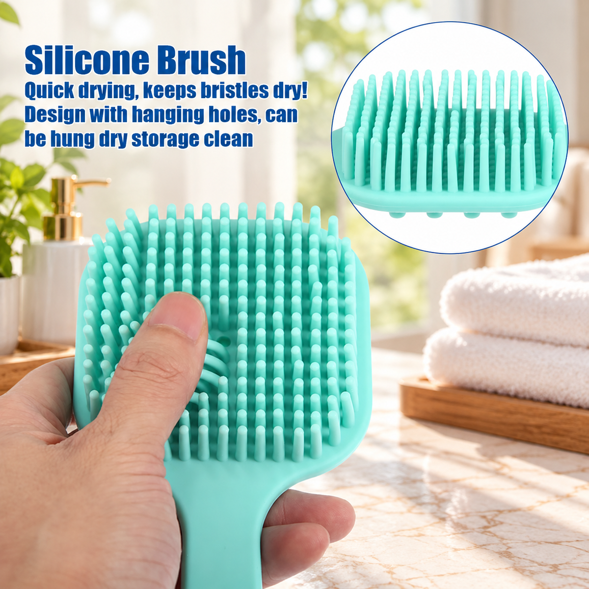 Unique Bargains Soft Silicone Bath Brush Back Scrubber Shower Handle Pink