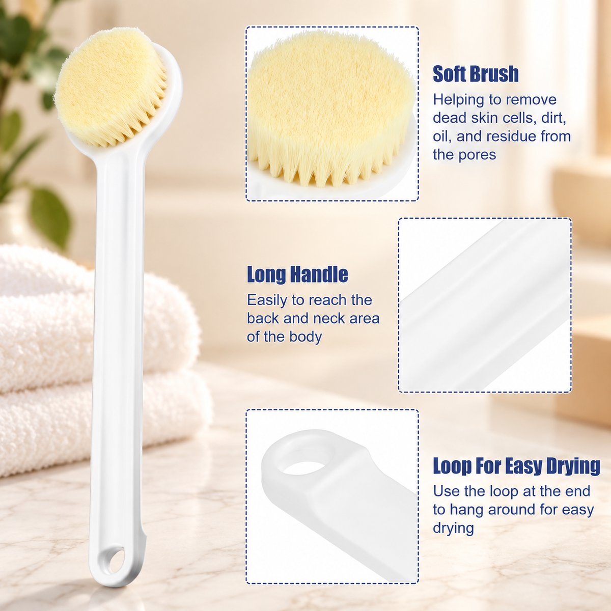 Soft Bristle Back Scrubber Brush