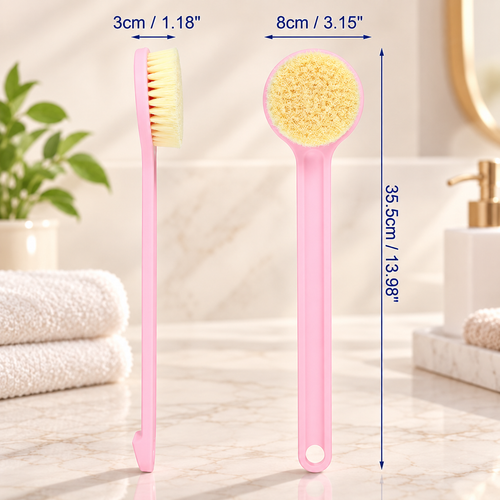 Unique Bargains Long Handle Back Scrubber Bath Brush 13.98"x3.15"x1.18" White